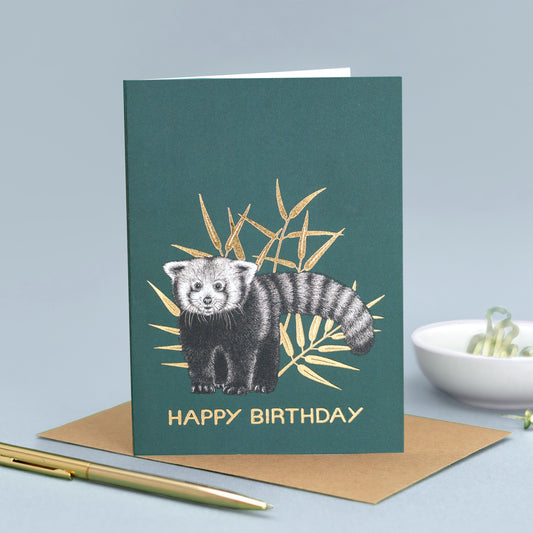 Luxury red panda birthday card