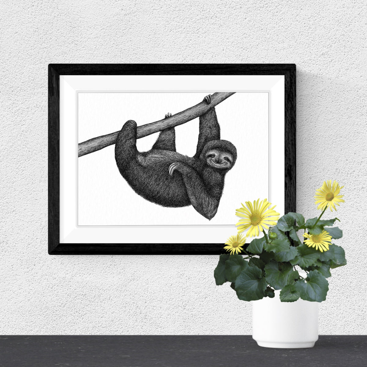 Sloth Art Print - White