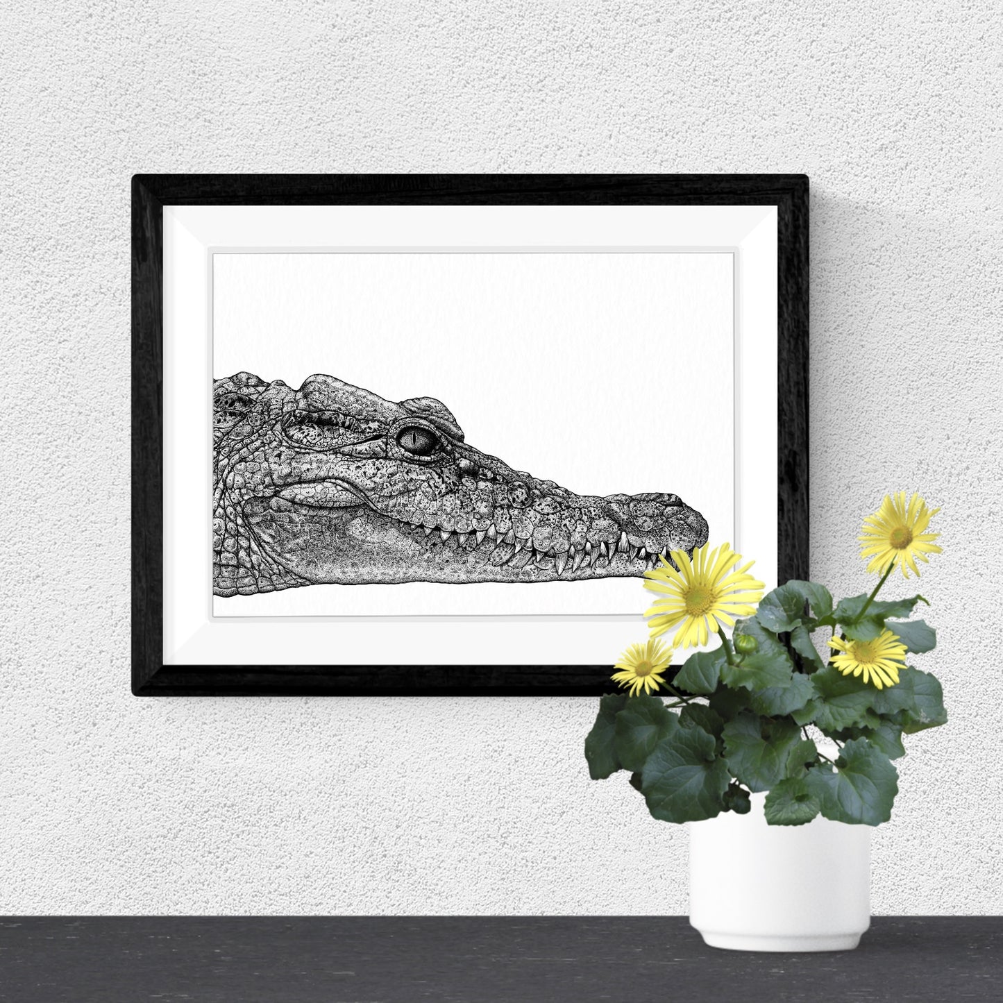 Philippine Crocodile Art Print - White