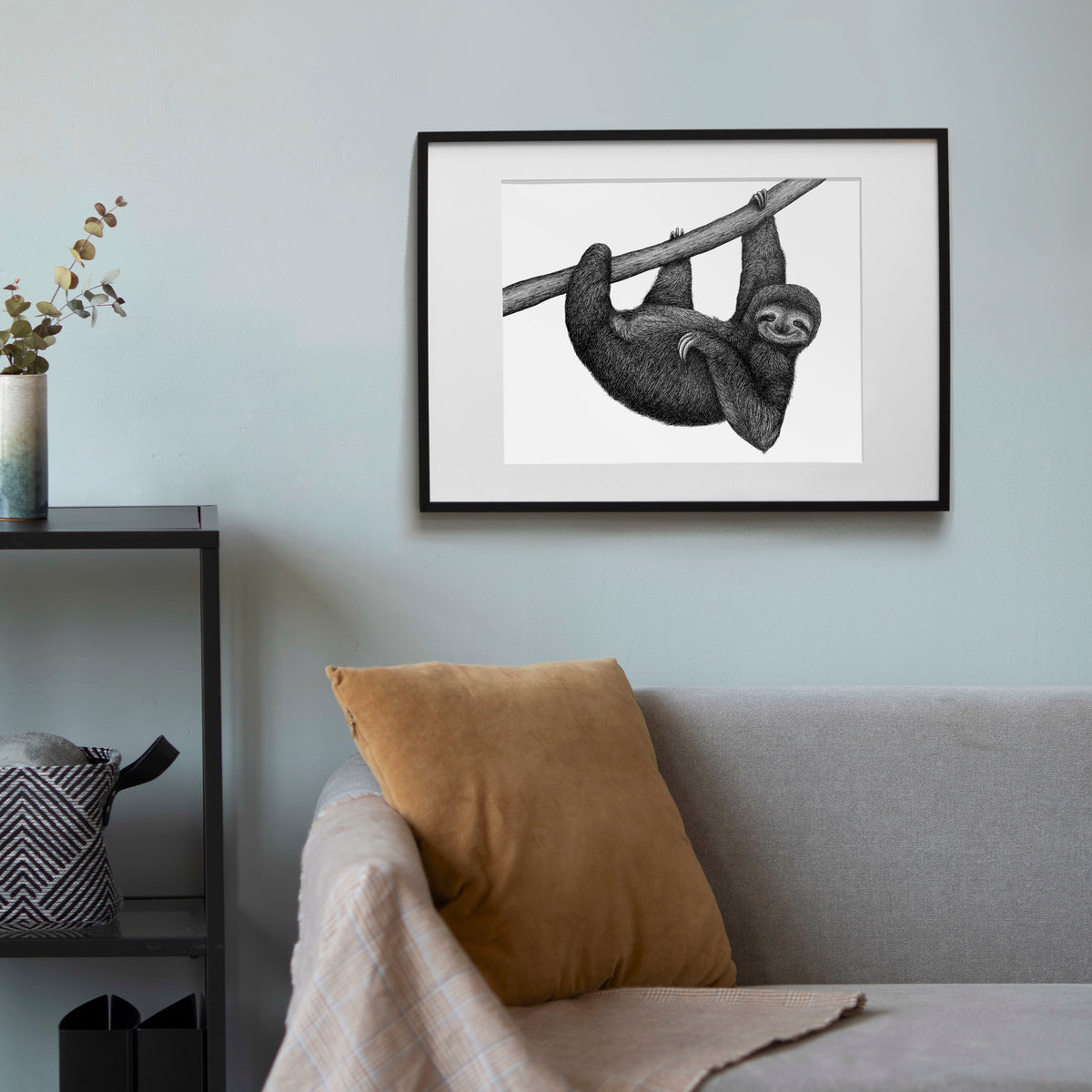 Sloth Art Print - White