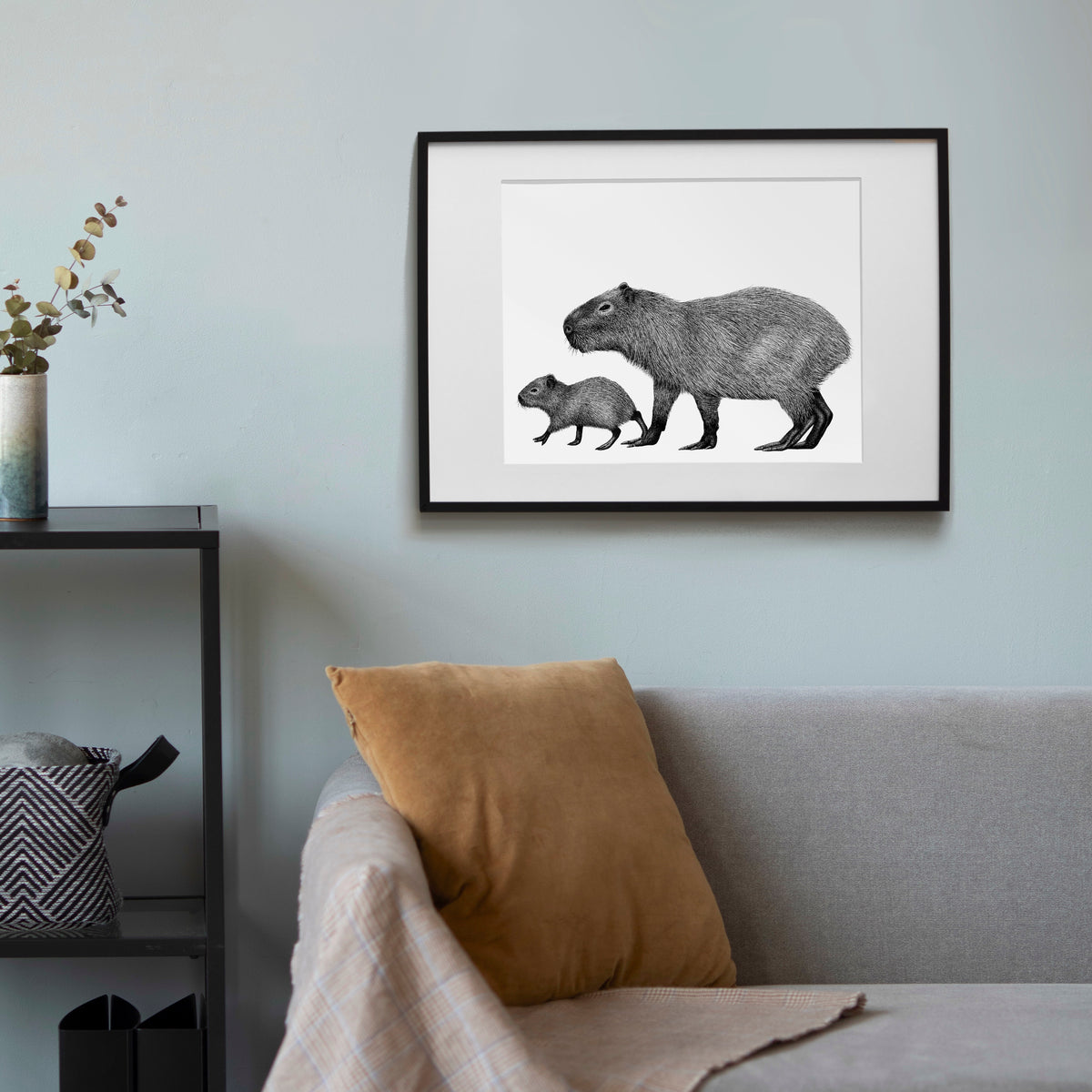 Capybara Art Print - White