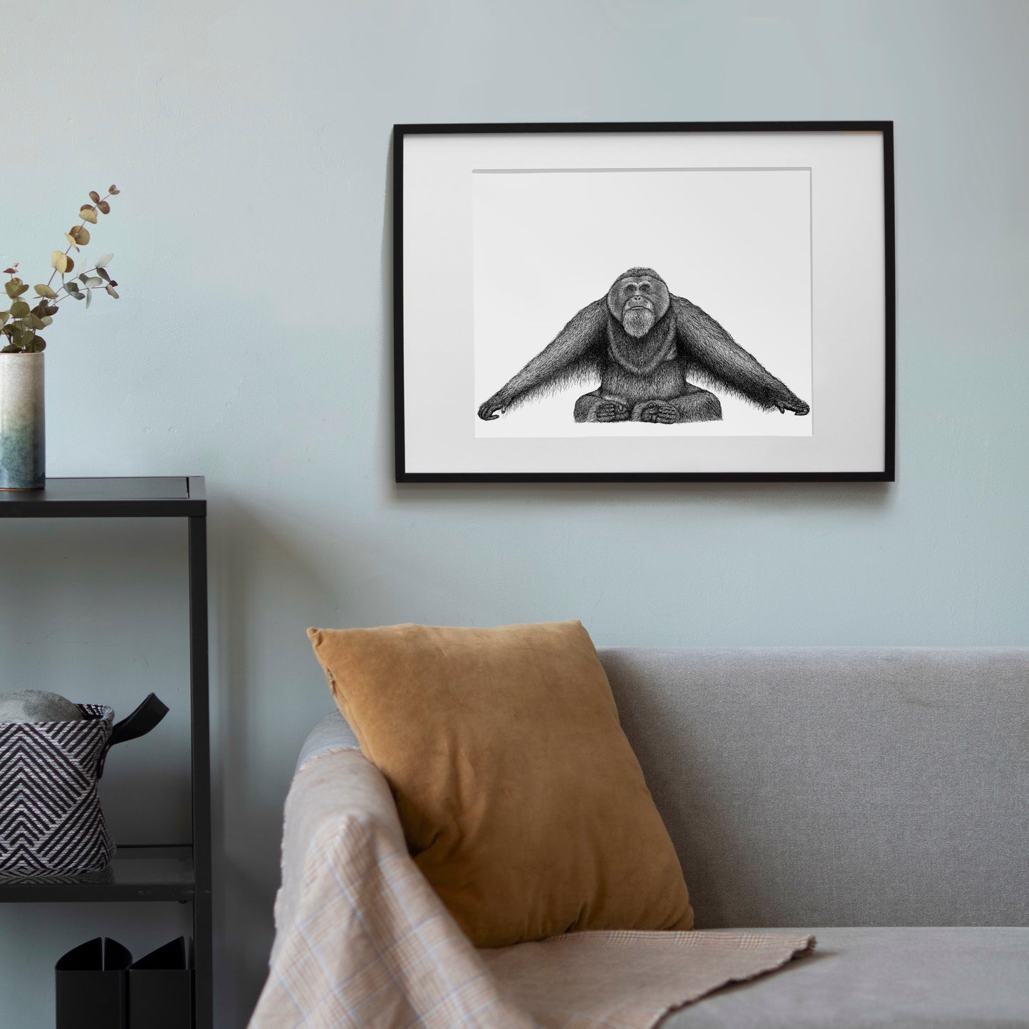 Sumatran Orangutan Art Print - White