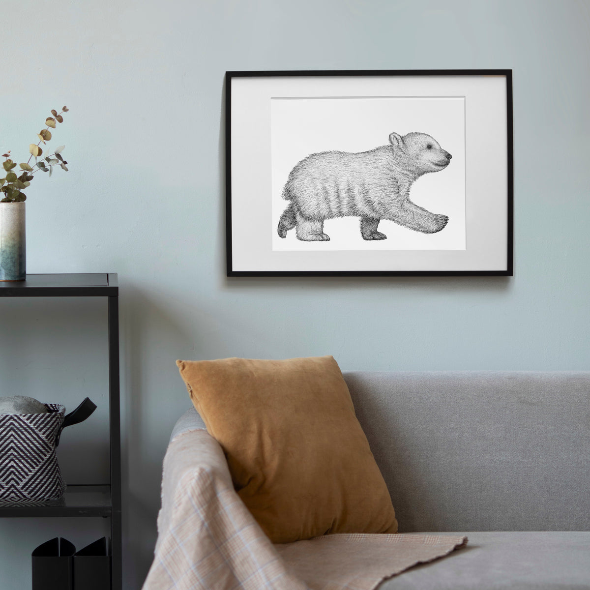 Polar Bear Cub Art Print - White