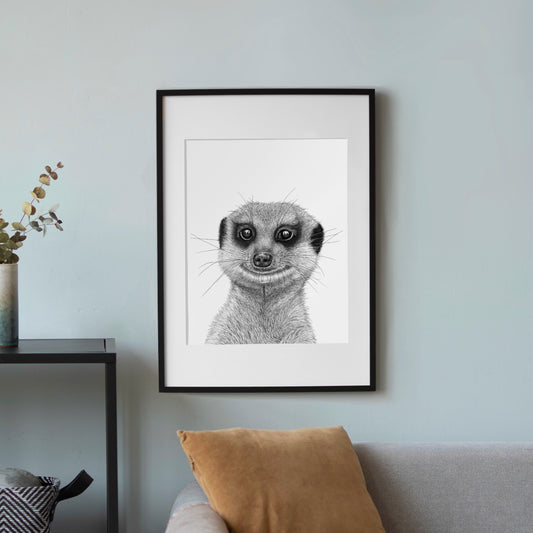 Meerkat Art Print - White