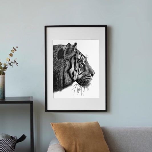 Tiger Art Print - White