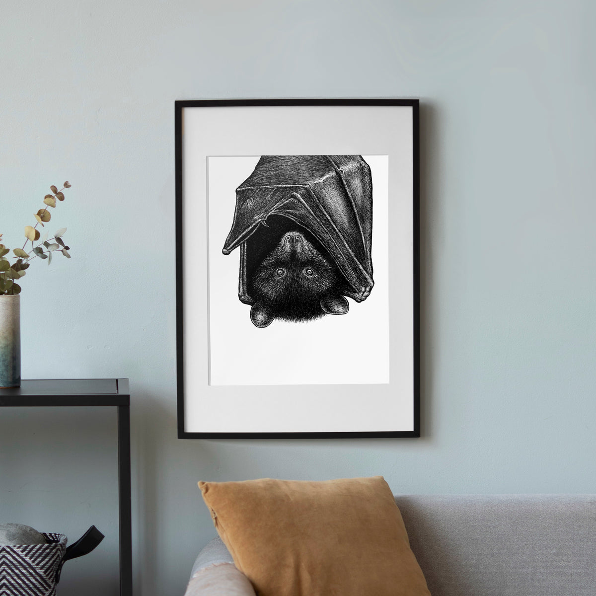 Livingstone's Fruit Bat Art Print - White