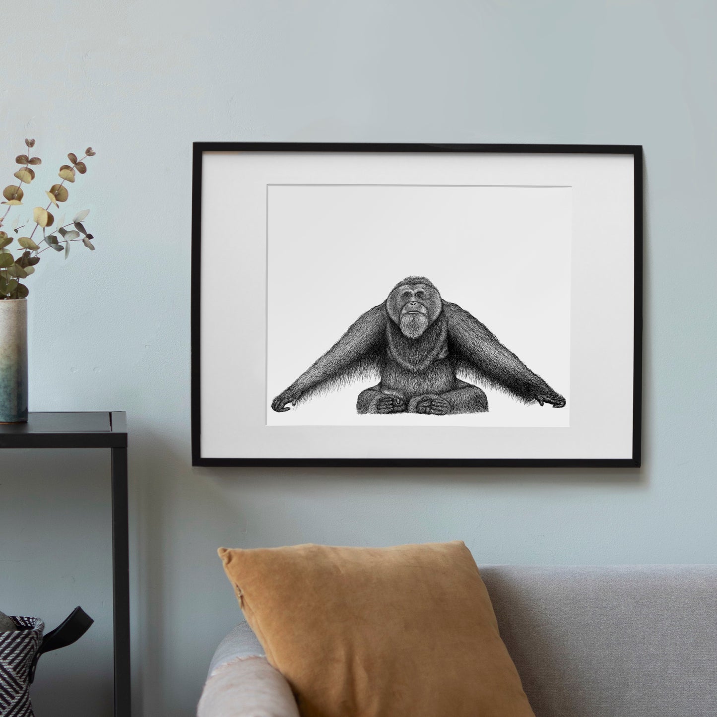 Sumatran Orangutan Art Print - White