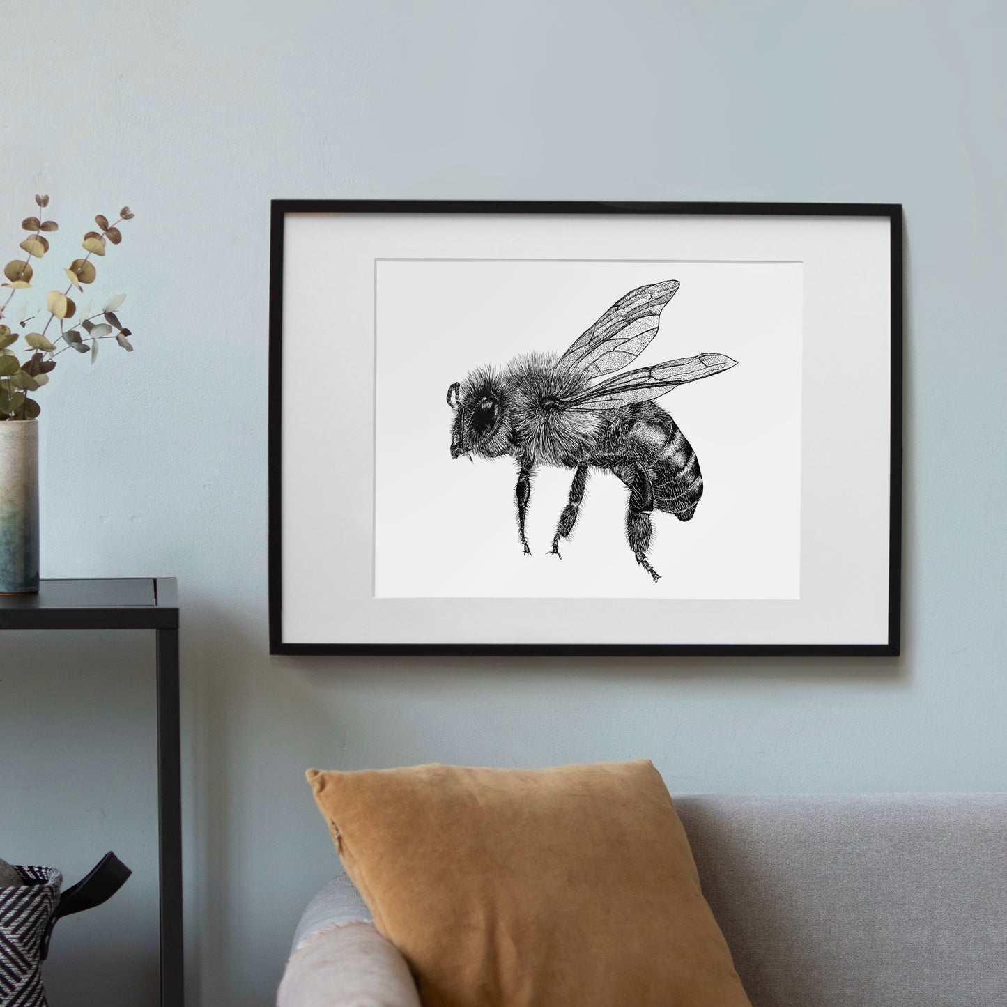Honey Bee Art Print - White