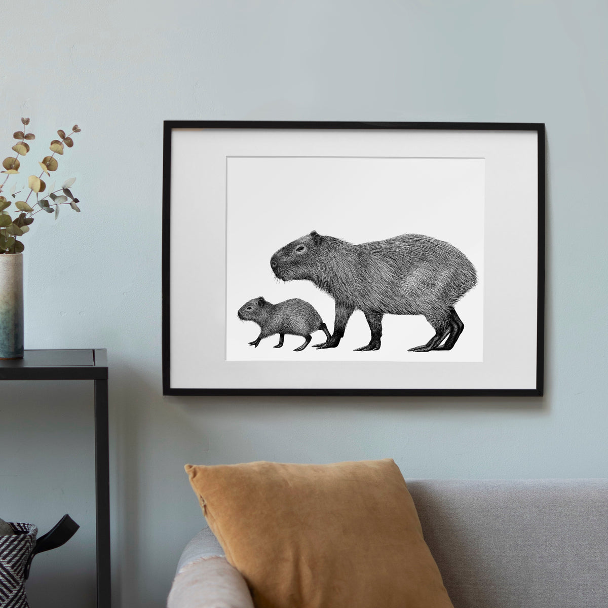 Capybara Art Print - White