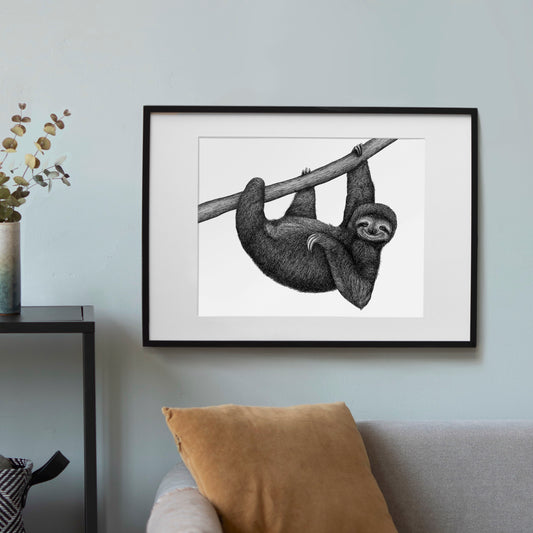 Sloth Art Print - White
