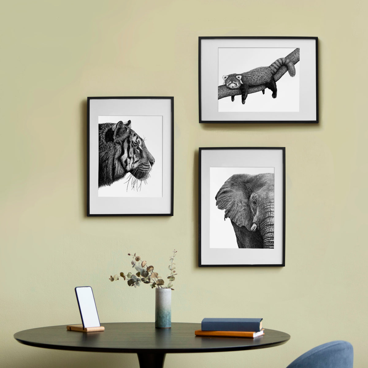 Tiger Art Print - White