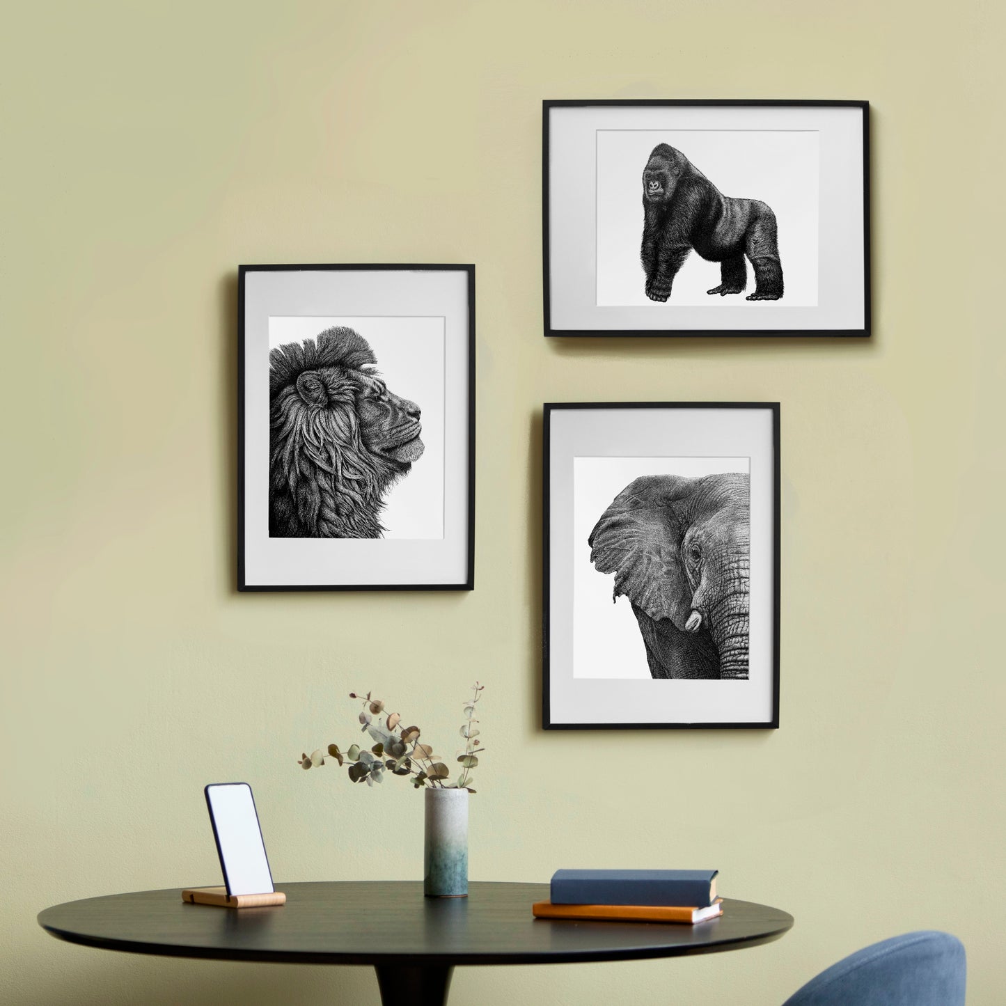 Silverback Gorilla Art Print - White