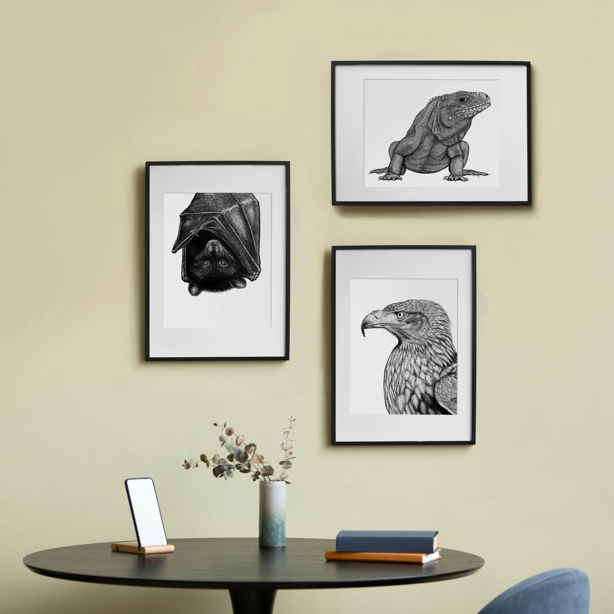 Livingstone's Fruit Bat Art Print - White