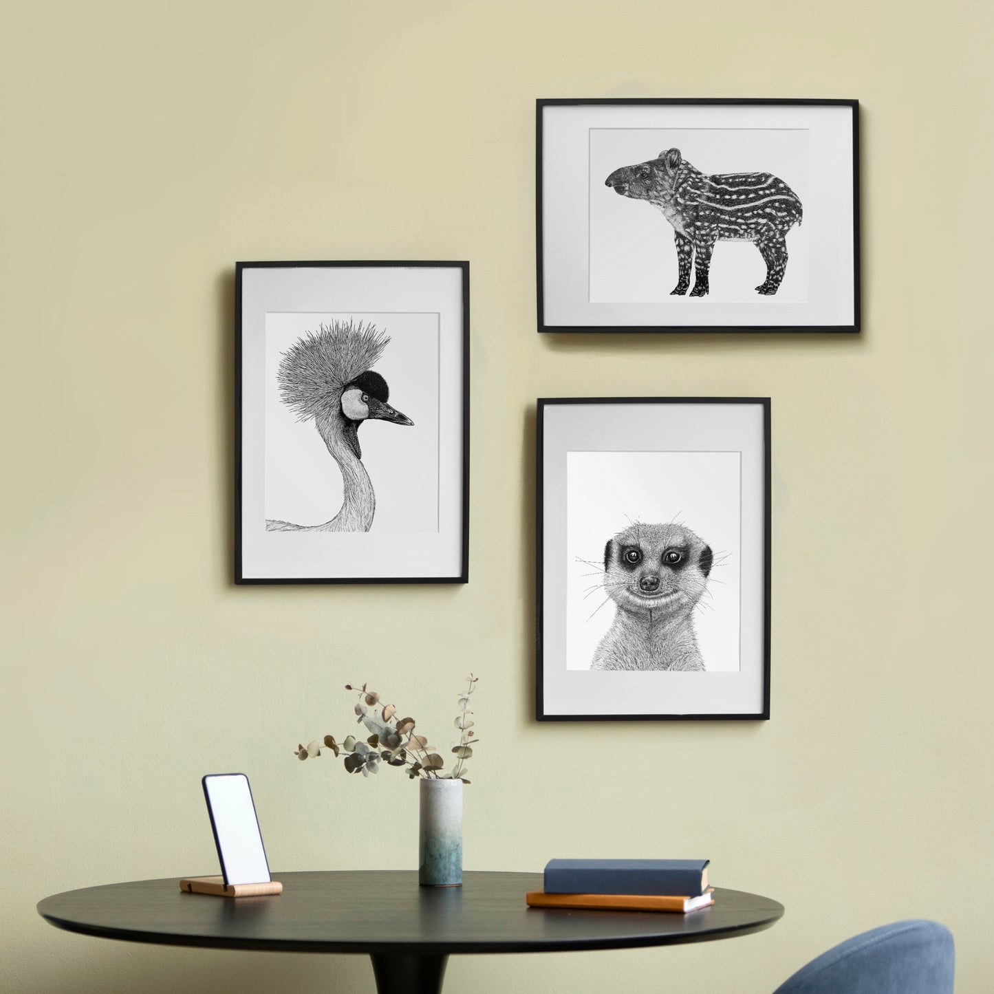 Grey Crowned Crane Art Print - White
