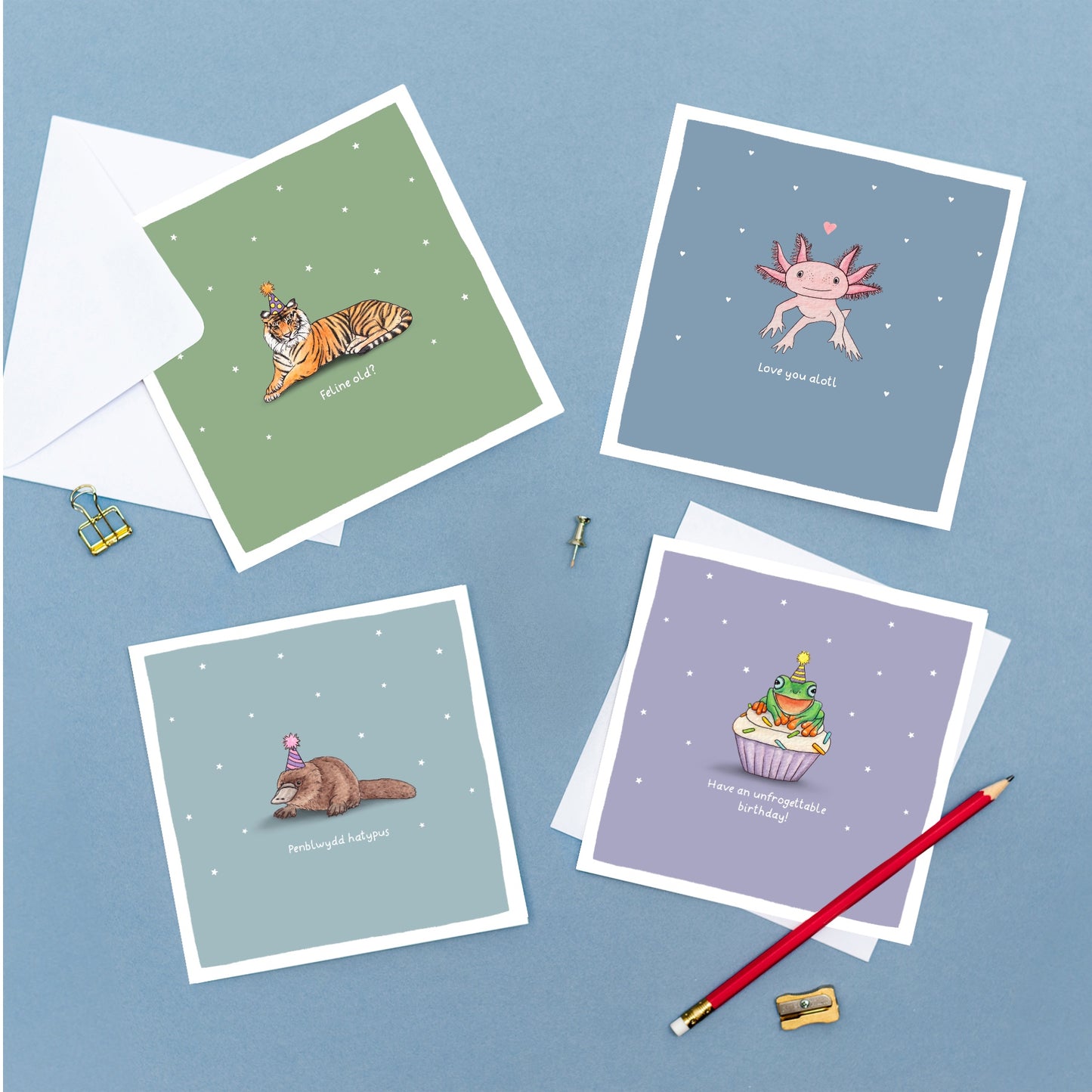 Penblwydd Hatypus Welsh Birthday Pun Card