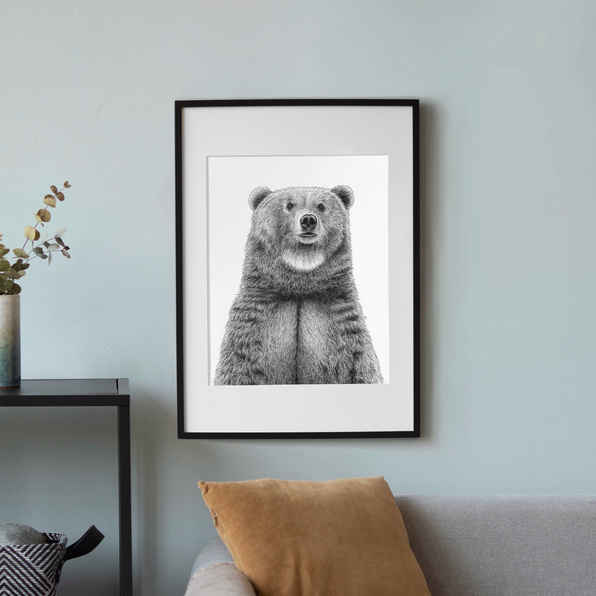 Brown Bear Art Print - White