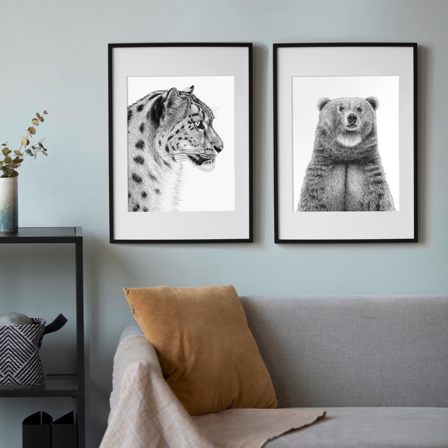 Snow Leopard Art Print - White