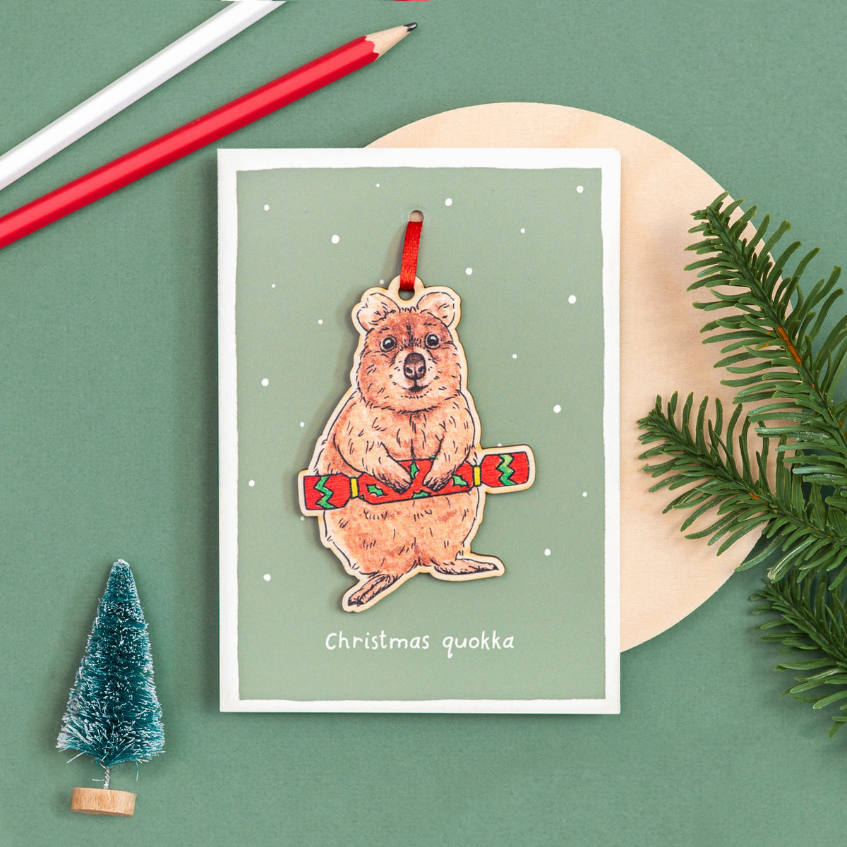 Wooden Quokka Christmas Decoration