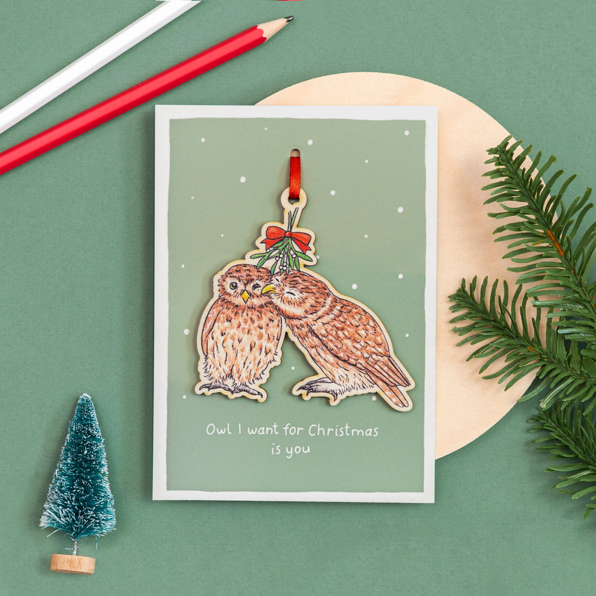 Wooden Owl Christmas Decoration