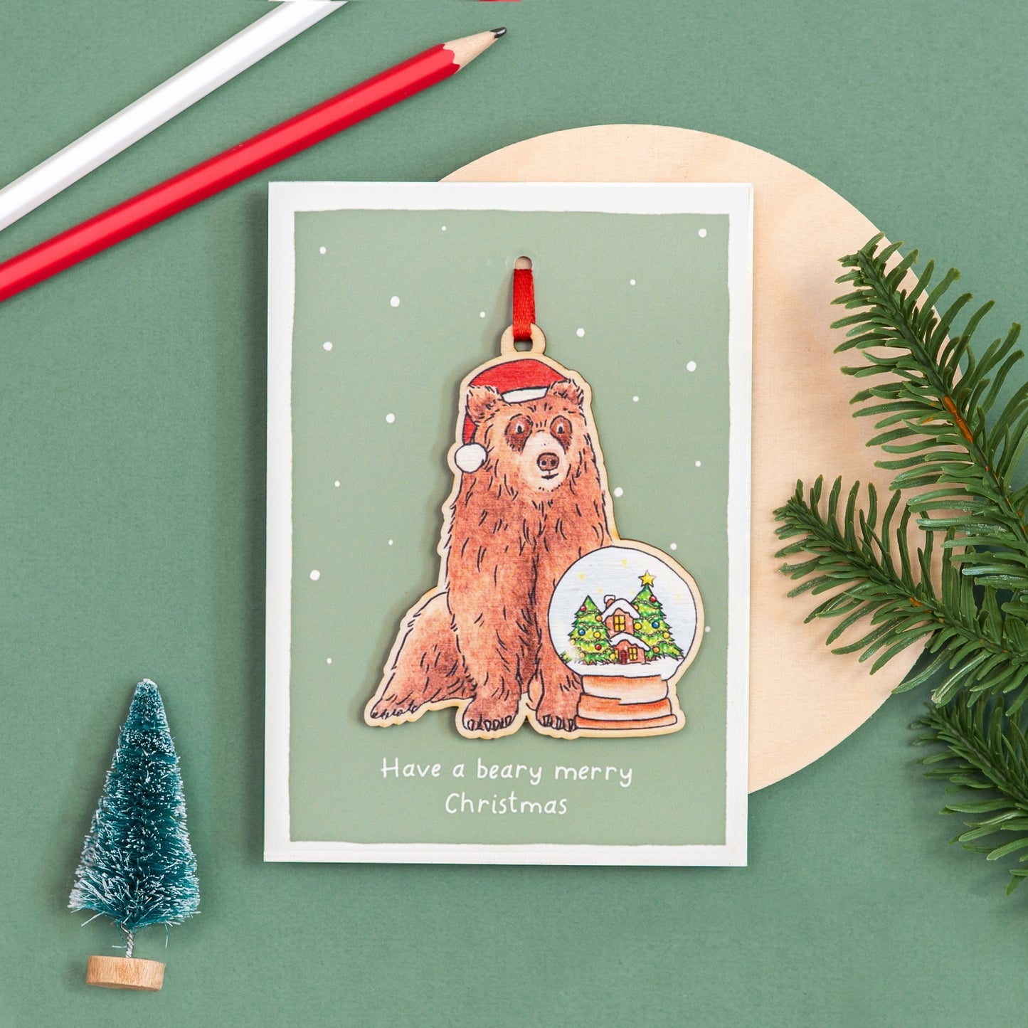 Wooden Bear Christmas Decoration