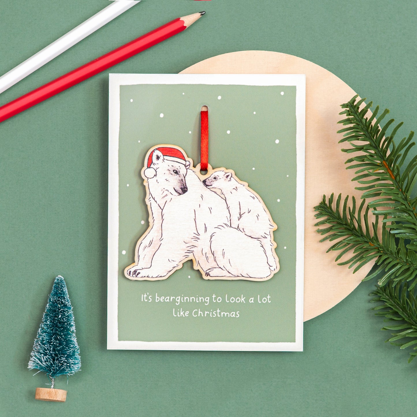 Wooden Polar Bear Christmas Decoration