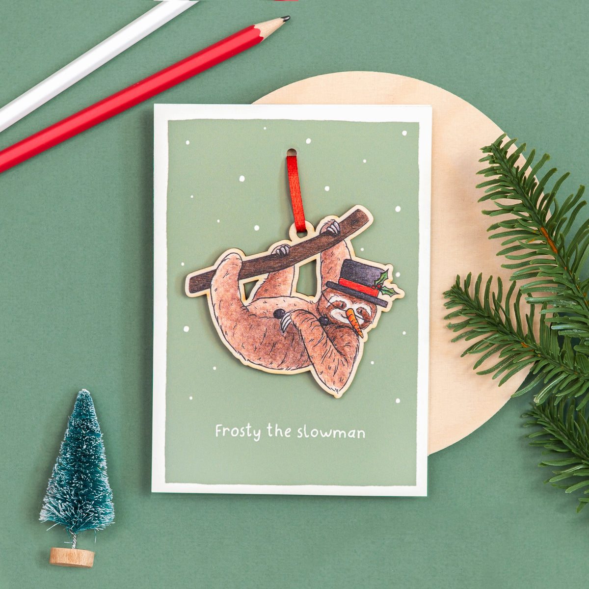 Wooden Sloth Christmas Decoration