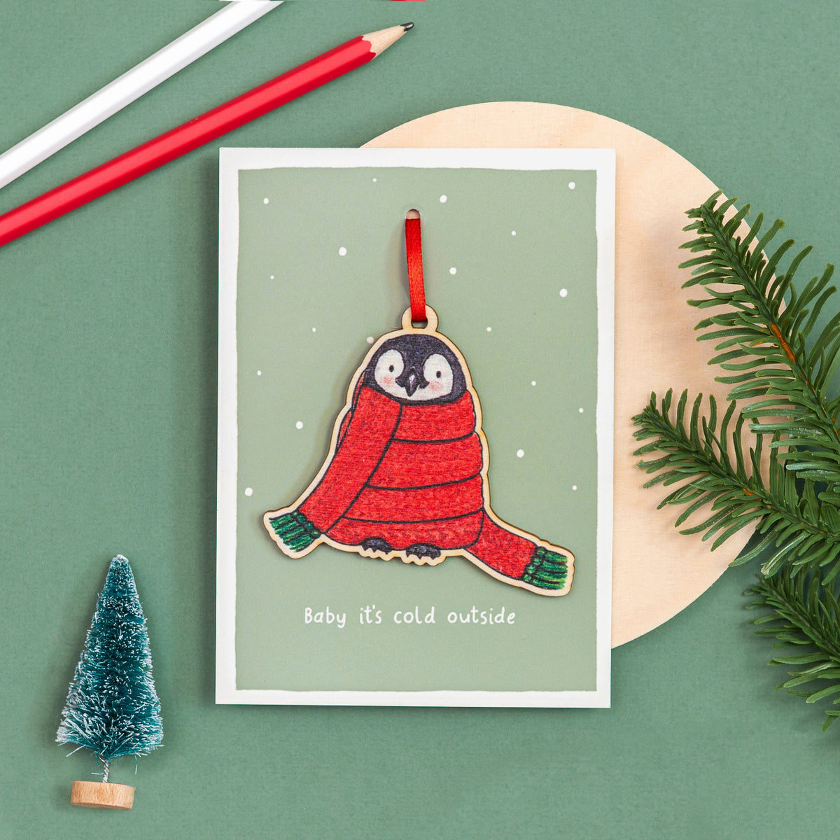 Wooden Penguin Christmas Decoration