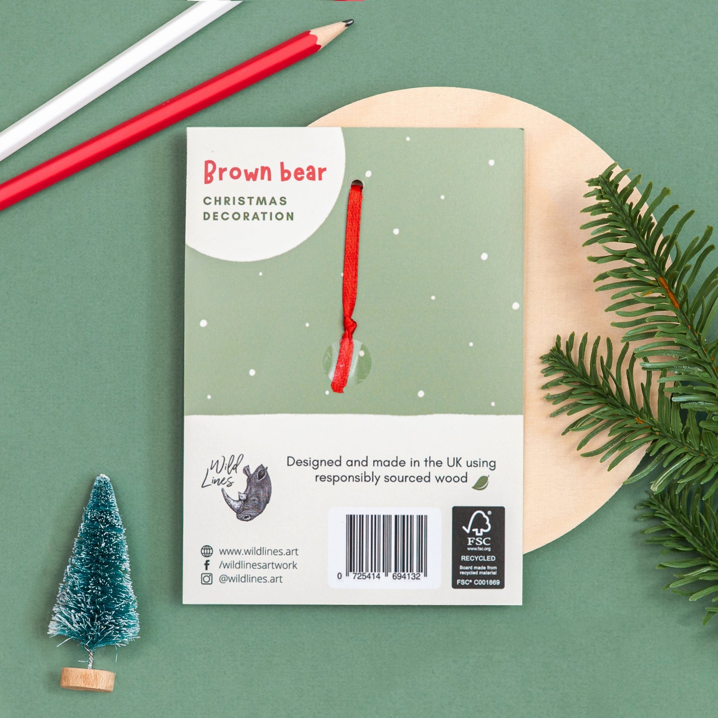 Wooden Polar Bear Christmas Decoration