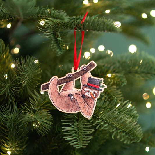 Wooden Sloth Christmas Decoration