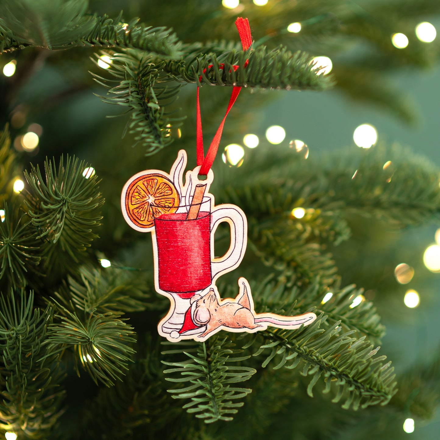Wooden Mouse Christmas Decoration