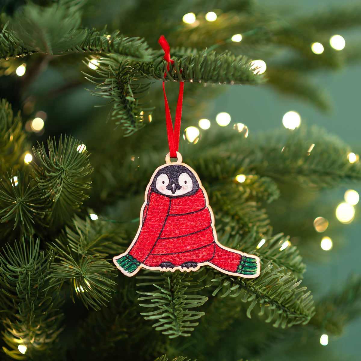 Wooden Penguin Christmas Decoration