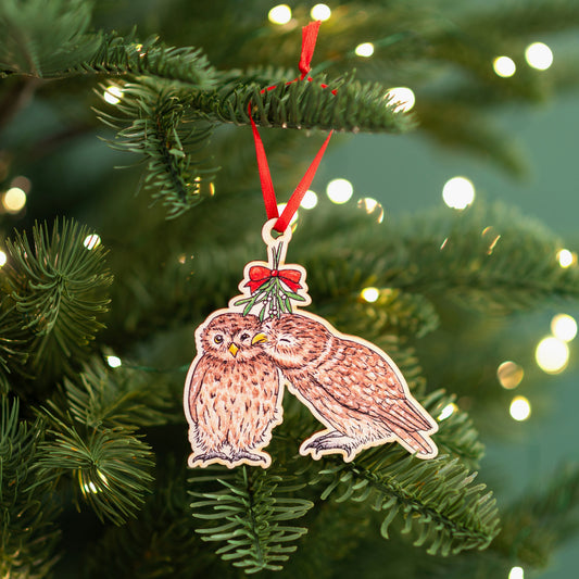 Wooden Owl Christmas Decoration