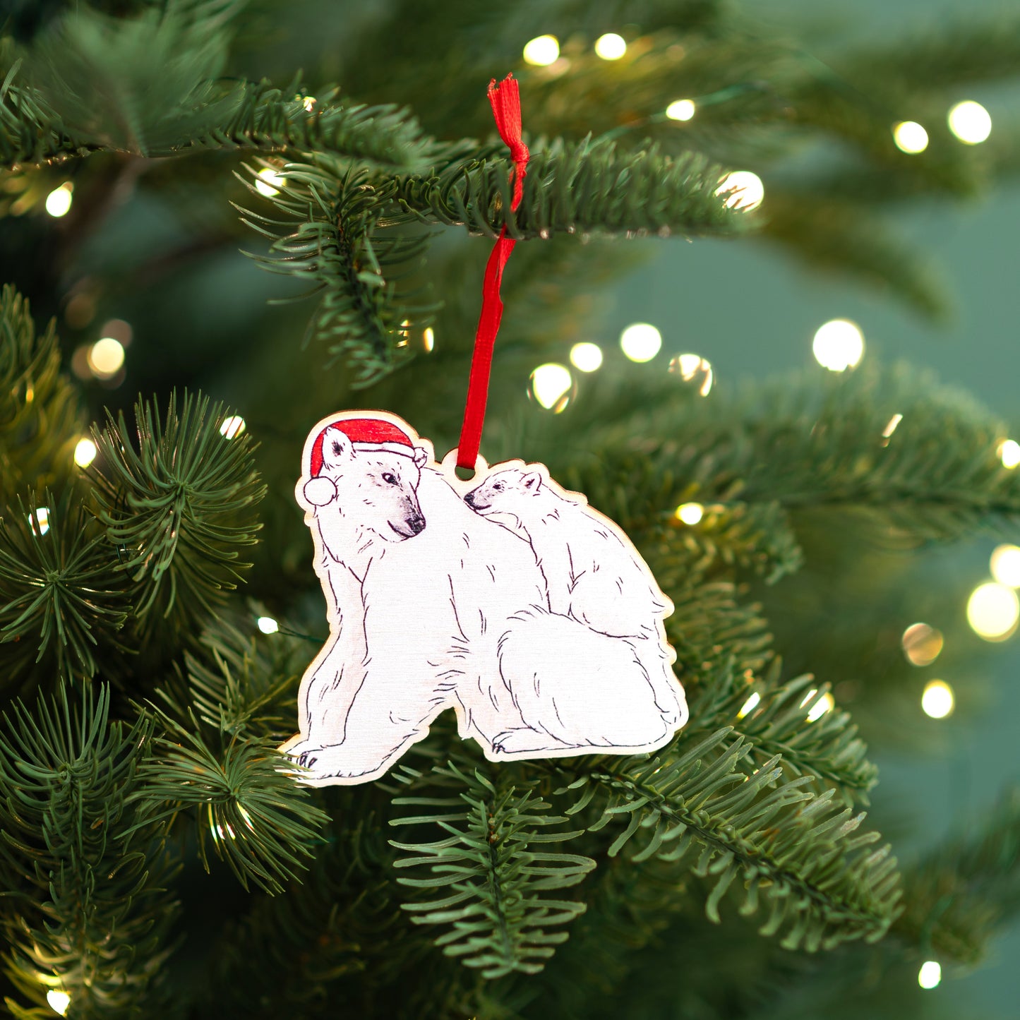 Wooden Polar Bear Christmas Decoration