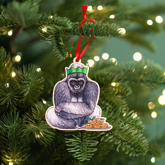 Wooden Gorilla Christmas Decoration