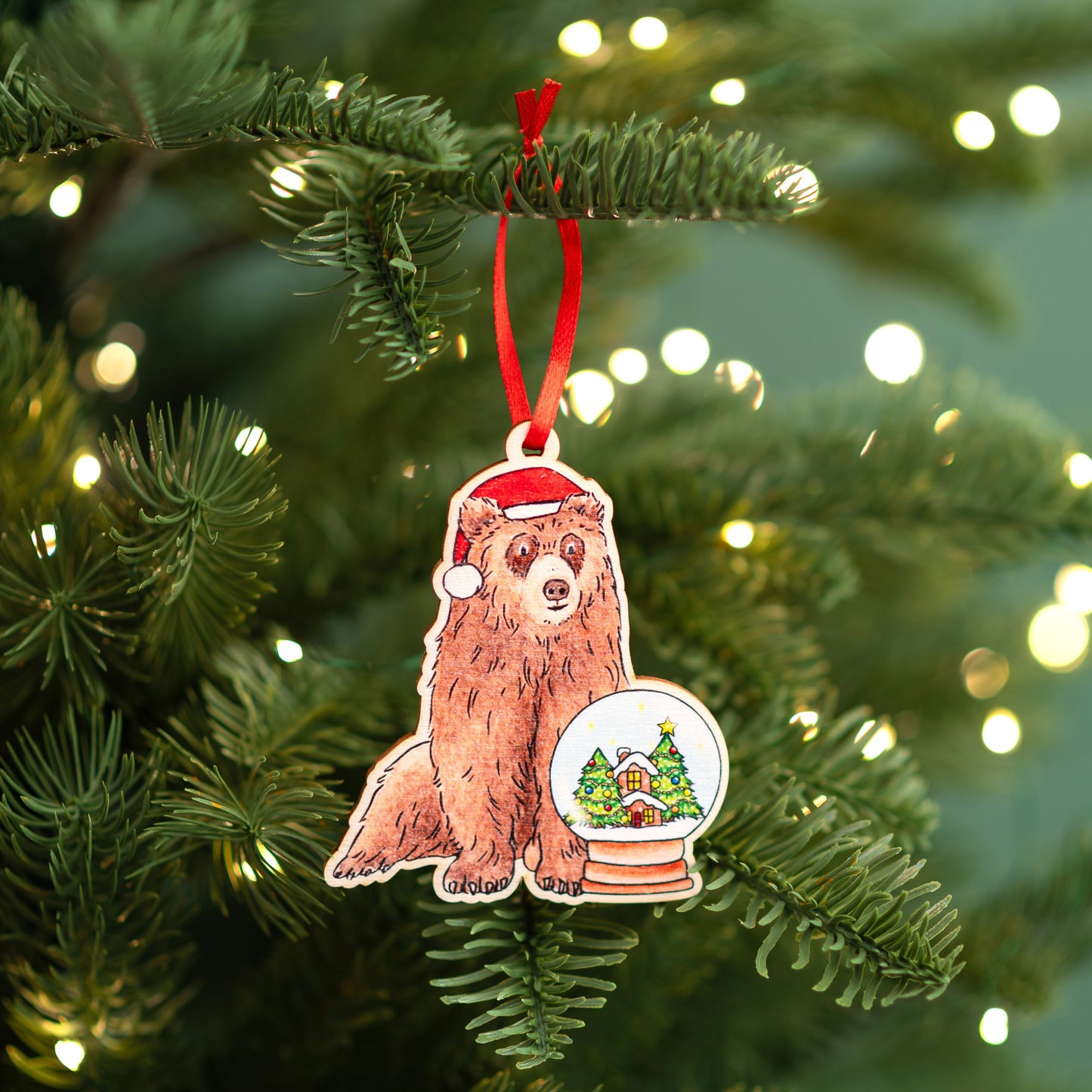 Wooden Bear Christmas Decoration