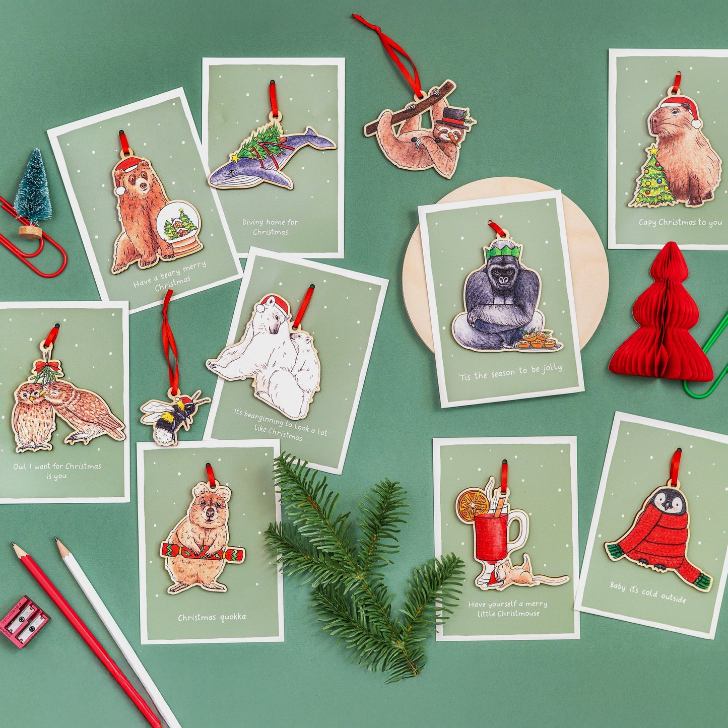 Wooden Polar Bear Christmas Decoration