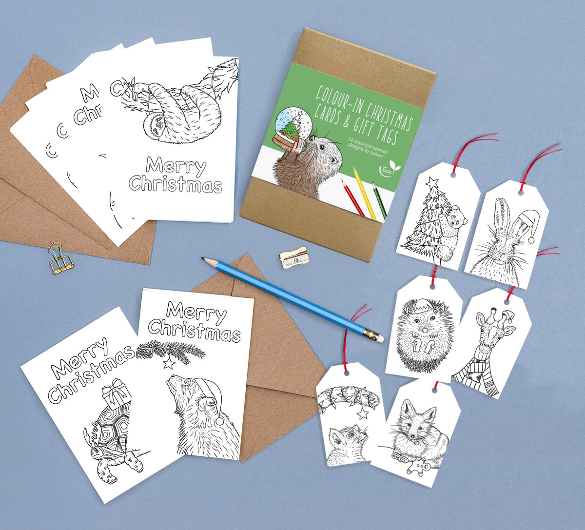 Colour-In Christmas Card and Tag Set