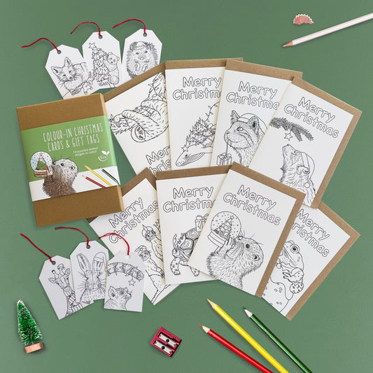 Colour-In Christmas Card and Tag Set