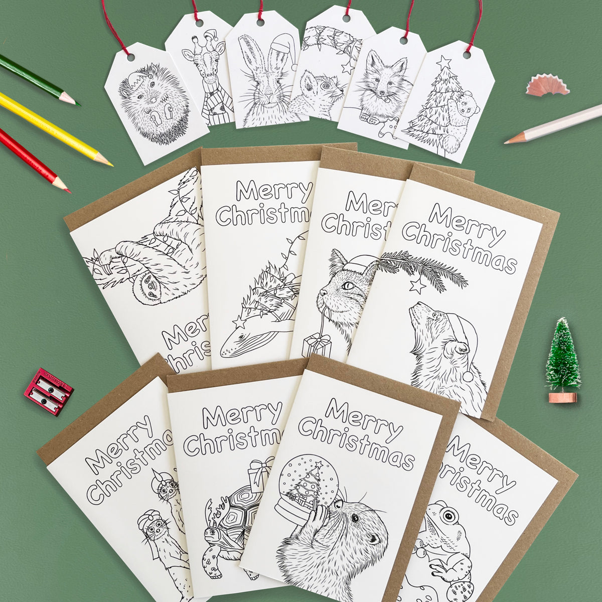 Colour-In Christmas Card and Tag Set