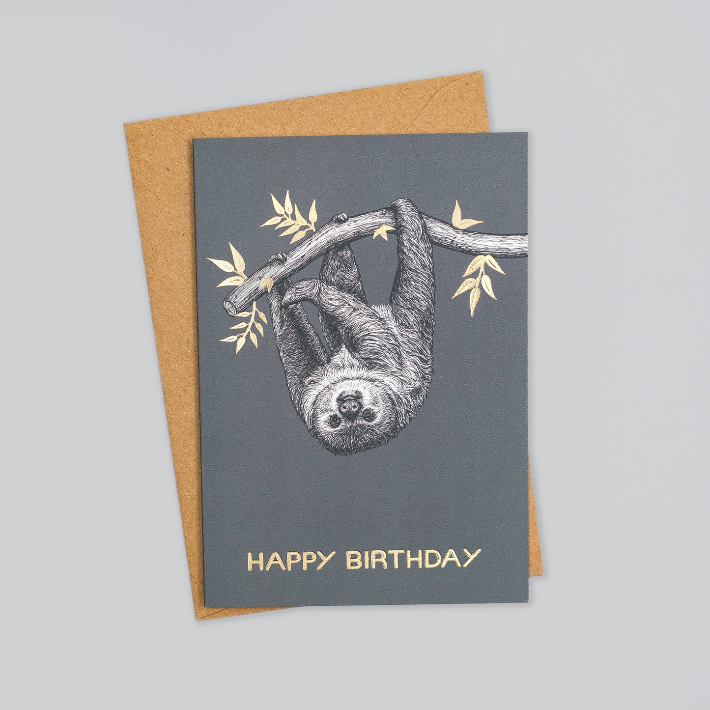 Luxury sloth birthday card