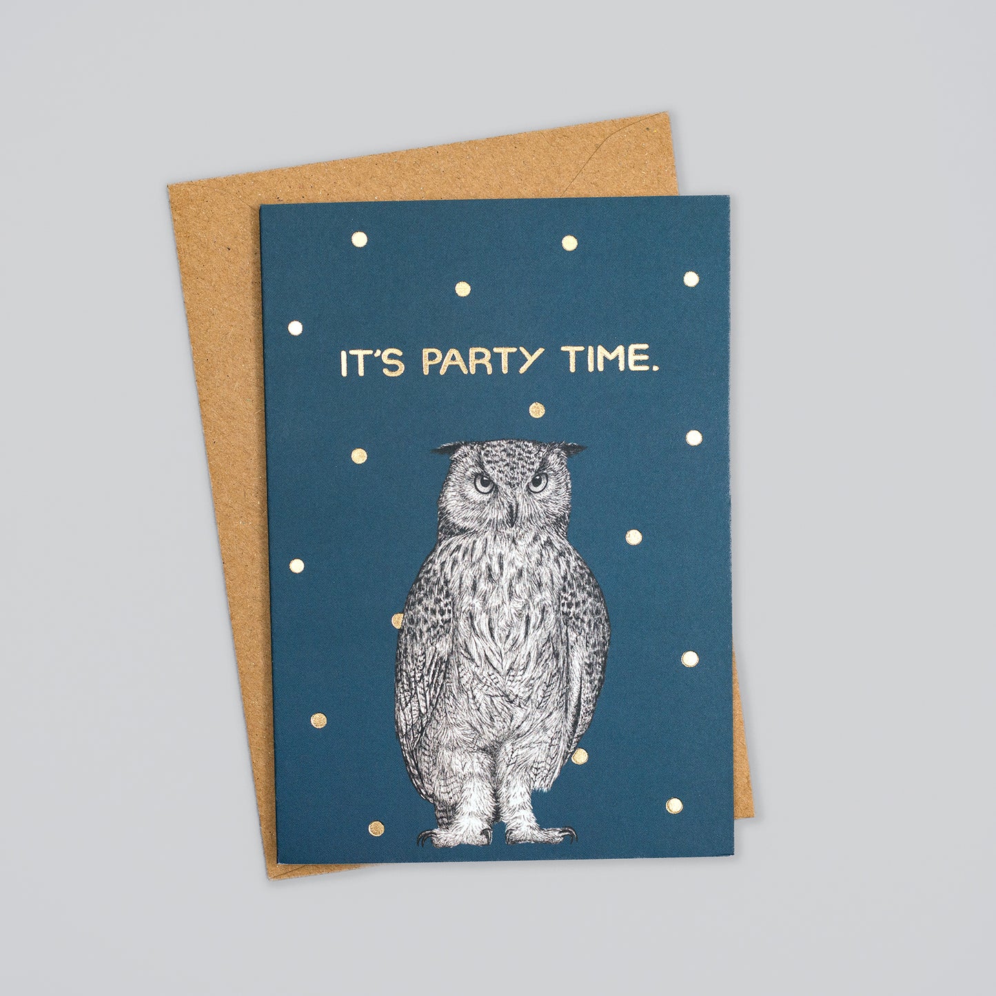 Gold detail party owl card
